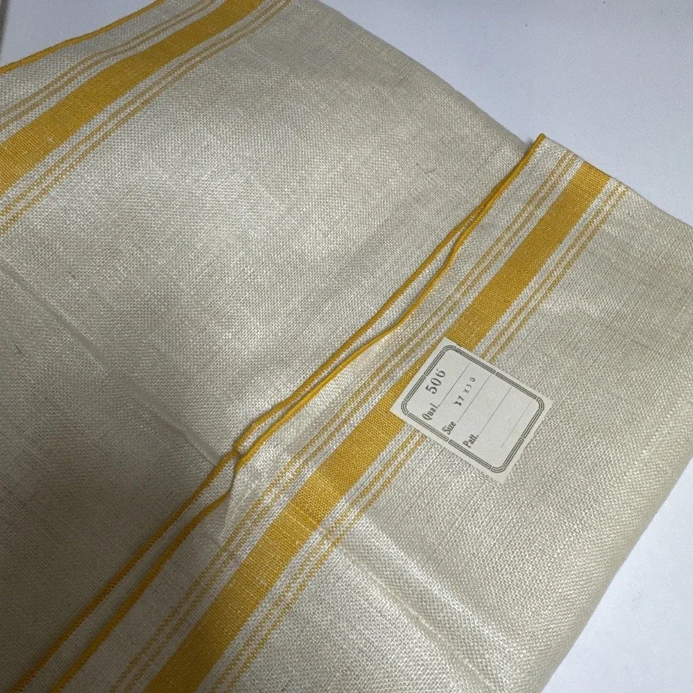 VTG‎ Linen Tea Towels Lot 3 Linen Flour Sack Striped Kitchen